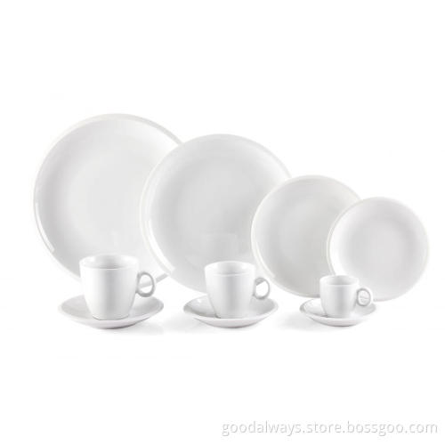 Embossed White Cheap Dinner Plate Coffee Cup Set
